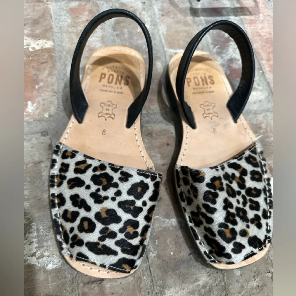 Pons Menorca Avarca Sandals Leopard Print Pony Hair Leather EU 38 US‎ 8 - Picture 2 of 14
